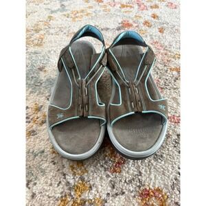 MBT‎ Staka W Beluga Brown Blue Rocker Bottom Walking Sandals Womens 11 US